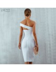 Adyce Bodycon bandaż sukienka kobiety Vestidos 2019 lato Sexy elegancki biały czarny jedno ramię Midi Celebrity sukienek
