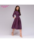 S. FLAVOR kobiety elegancka linia Midi sukienka w stylu Vintage drukowanie party vestidos rękaw 3/4 kobiety szczupła wiosna letn
