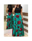 Wiosna jesień dla kobiet sukienka 2020 Casual z długim rękawem O-neck tunika sukienki Patchwork moda nadruk w stylu Vintage Maxi
