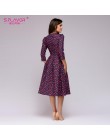 S. FLAVOR kobiety elegancka linia Midi sukienka w stylu Vintage drukowanie party vestidos rękaw 3/4 kobiety szczupła wiosna letn