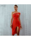 Adyce Bodycon bandaż sukienka kobiety Vestidos 2019 lato Sexy elegancki biały czarny jedno ramię Midi Celebrity sukienek