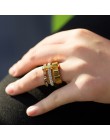 Pierścienie Rhinestone dla kobiet ze stali nierdzewnej złoty/srebrny kolor cyfry rzymskie pierścienie kobiece obrączki ślubne bi