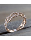 IPARAM nowe różane złoto cyrkon Twist geometryczny pierścionek Fashion Lady luksusowe wycięcie projekt Wedding Party pierścień p