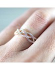 IPARAM nowe różane złoto cyrkon Twist geometryczny pierścionek Fashion Lady luksusowe wycięcie projekt Wedding Party pierścień p