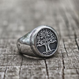 EYHIMD srebrny ze stali nierdzewnej stalowe drzewo życia sygnet klasyczne męskie amulet wikinga pierścionki Nordic biżuteria