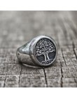EYHIMD srebrny ze stali nierdzewnej stalowe drzewo życia sygnet klasyczne męskie amulet wikinga pierścionki Nordic biżuteria