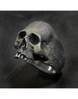 FDLK New Vintage stop cynkowy czaszka kolor srebrny pierścień mężczyzna czaszka Biker Rock Roll Gothic biżuteria punkowa pierści