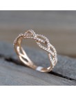 IPARAM nowe różane złoto cyrkon Twist geometryczny pierścionek Fashion Lady luksusowe wycięcie projekt Wedding Party pierścień p