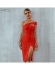 Adyce Bodycon bandaż sukienka kobiety Vestidos 2019 lato Sexy elegancki biały czarny jedno ramię Midi Celebrity sukienek