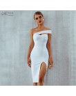 Adyce Bodycon bandaż sukienka kobiety Vestidos 2019 lato Sexy elegancki biały czarny jedno ramię Midi Celebrity sukienek
