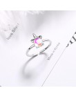 Nowy wysokiej jakości przepiękny kolor Moonstone jednorożec pierścienie otwierające dla kobiet 925 Sterling Silver biżuteria akc