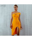 Adyce Bodycon bandaż sukienka kobiety Vestidos 2019 lato Sexy elegancki biały czarny jedno ramię Midi Celebrity sukienek