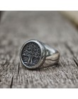 EYHIMD srebrny ze stali nierdzewnej stalowe drzewo życia sygnet klasyczne męskie amulet wikinga pierścionki Nordic biżuteria