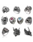Punk czaszka Vintage tygrys pierścień dla mężczyzn Steampunk Retro Hollow stal stalowe pierścienie gotycka biżuteria męska Hip H