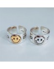 Gorąca sprzedaż szczęśliwy Smiley Face błyskawica 925 Sterling Silver kobiet pierścień duże duże Retro Vintage złoty Gothic kobi