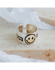 Gorąca sprzedaż szczęśliwy Smiley Face błyskawica 925 Sterling Silver kobiet pierścień duże duże Retro Vintage złoty Gothic kobi