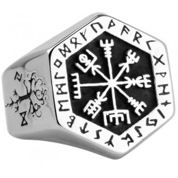 Vegvisir stalowe pierścienie ze stali nierdzewnej dla człowieka Nordic mitologii Viking rune indeks pierścień biżuteria