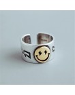 Gorąca sprzedaż szczęśliwy Smiley Face błyskawica 925 Sterling Silver kobiet pierścień duże duże Retro Vintage złoty Gothic kobi