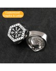 Vegvisir stalowe pierścienie ze stali nierdzewnej dla człowieka Nordic mitologii Viking rune indeks pierścień biżuteria