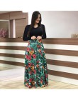 Wiosna jesień dla kobiet sukienka 2020 Casual z długim rękawem O-neck tunika sukienki Patchwork moda nadruk w stylu Vintage Maxi