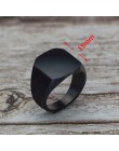 Wysokiej jakości 2018 nowa stal nierdzewna czarne męskie pierścionki All-gloss Square Solid Titanium klasyczny pierścionek ślub 