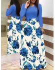 Wiosna jesień dla kobiet sukienka 2020 Casual z długim rękawem O-neck tunika sukienki Patchwork moda nadruk w stylu Vintage Maxi