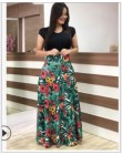 Wiosna jesień dla kobiet sukienka 2020 Casual z długim rękawem O-neck tunika sukienki Patchwork moda nadruk w stylu Vintage Maxi