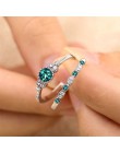 2 sztuk/partia kolor srebrny podwójny zestaw pierścieni zaręczynowy kobieta Cubic pierścionek z cyrkonią dla kobiet Ladies Lover