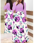 Wiosna jesień dla kobiet sukienka 2020 Casual z długim rękawem O-neck tunika sukienki Patchwork moda nadruk w stylu Vintage Maxi