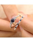 2 sztuk/partia kolor srebrny podwójny zestaw pierścieni zaręczynowy kobieta Cubic pierścionek z cyrkonią dla kobiet Ladies Lover