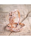 2 sztuk/partia kolor srebrny podwójny zestaw pierścieni zaręczynowy kobieta Cubic pierścionek z cyrkonią dla kobiet Ladies Lover