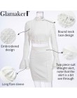Glamaker koronkowa biała bodycon mini sukienka damska dwuczęściowy garnitur flare rękaw letnia sukienka plażowa elegancki krótki