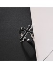 GEOMEE 1PC Vintage czarny wielki krzyż otwarty pierścień dla kobiet Party biżuteria mężczyźni Trendy Gothic kolor srebrny palec 