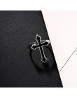 GEOMEE 1PC Vintage czarny wielki krzyż otwarty pierścień dla kobiet Party biżuteria mężczyźni Trendy Gothic kolor srebrny palec 