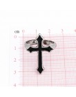 GEOMEE 1PC Vintage czarny wielki krzyż otwarty pierścień dla kobiet Party biżuteria mężczyźni Trendy Gothic kolor srebrny palec 