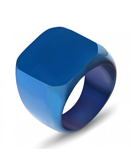Wysokiej jakości 2018 nowa stal nierdzewna czarne męskie pierścionki All-gloss Square Solid Titanium klasyczny pierścionek ślub 