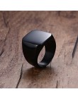 Wysokiej jakości 2018 nowa stal nierdzewna czarne męskie pierścionki All-gloss Square Solid Titanium klasyczny pierścionek ślub 