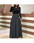 Wiosna jesień dla kobiet sukienka 2020 Casual z długim rękawem O-neck tunika sukienki Patchwork moda nadruk w stylu Vintage Maxi