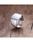Wysokiej jakości 2018 nowa stal nierdzewna czarne męskie pierścionki All-gloss Square Solid Titanium klasyczny pierścionek ślub 