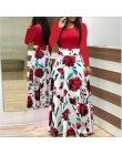 Wiosna jesień dla kobiet sukienka 2020 Casual z długim rękawem O-neck tunika sukienki Patchwork moda nadruk w stylu Vintage Maxi