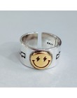 Wysokiej jakości mody 925 Sterling srebrny geometryczny warstwa Smile Face regulowane pierścienie dla kobiet biżuteria hurtowych