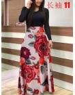 Wiosna jesień dla kobiet sukienka 2020 Casual z długim rękawem O-neck tunika sukienki Patchwork moda nadruk w stylu Vintage Maxi