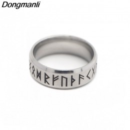 P1808 Dongmanli moda punk Style Antique Retro biżuteria męska Viking pierścień kobiet czarny Amulet Vintage Norse Rune pierścien