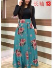 Wiosna jesień dla kobiet sukienka 2020 Casual z długim rękawem O-neck tunika sukienki Patchwork moda nadruk w stylu Vintage Maxi