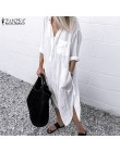 2020 ZANZEA kobiety długie koszule sukienka urząd Lady sukienki do pracy Casual jednolita, z kołnierzykiem Vestidos bawełniana t