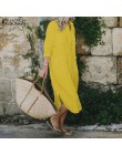 2020 ZANZEA kobiety długie koszule sukienka urząd Lady sukienki do pracy Casual jednolita, z kołnierzykiem Vestidos bawełniana t