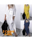 2020 ZANZEA kobiety długie koszule sukienka urząd Lady sukienki do pracy Casual jednolita, z kołnierzykiem Vestidos bawełniana t