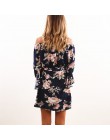 Kobiety sukienka 2019 lato Sexy Off ramię szyfonowa sukienka z kwiatowym wzorem w stylu Boho krótka sukienki plażowe Vestidos de