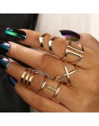 5 sztuk/zestaw klasyczny złoty kolor V Chevron pierścienie geometryczne nieregularne zestaw pierścieni Lady Charm biżuteria kost