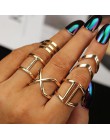 5 sztuk/zestaw klasyczny złoty kolor V Chevron pierścienie geometryczne nieregularne zestaw pierścieni Lady Charm biżuteria kost